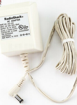 NEW RadioShack AC Adapter AD-320 Class 2 Power Supply DC Output 9VDC 9V 350mA 5.5mm
